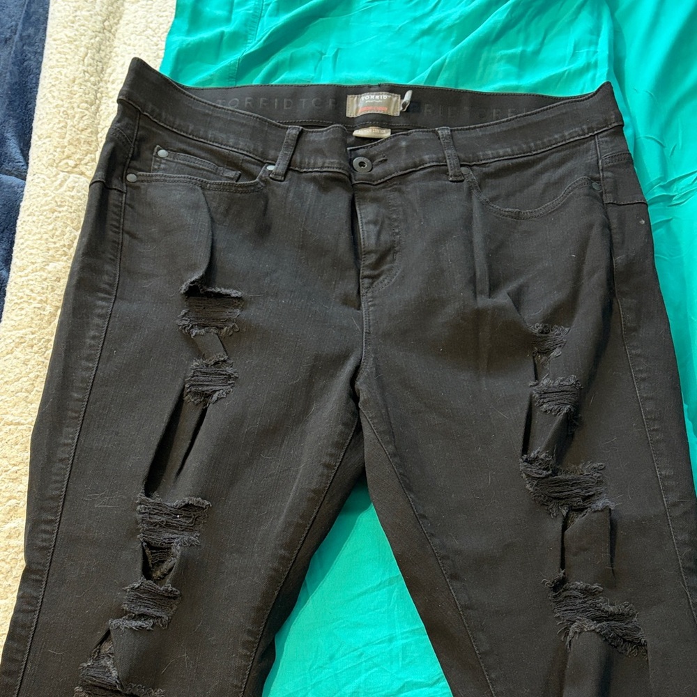 Torrid Distressed Black Skinny Jeans